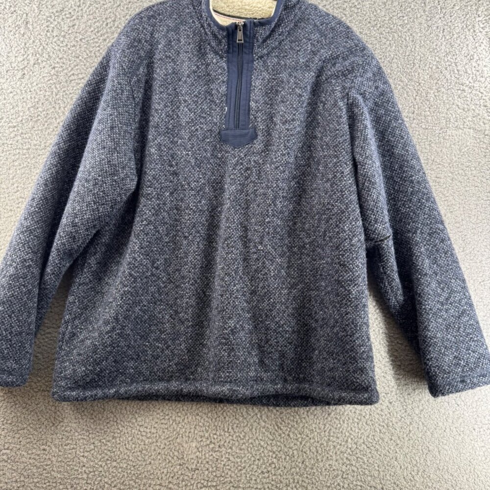Orvis Classic Collection Quarter-Zip Sherpa Fleece Pullover Sweater Gray Size XL
